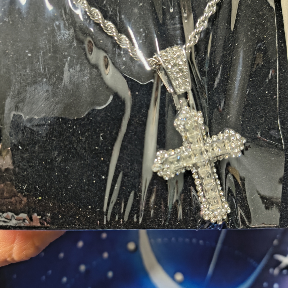 Silver Crystal Cross Necklace - Women Jewelry